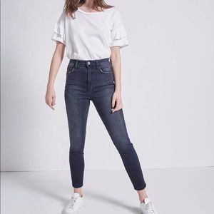 Current Elliott The High Waist Stilletto Jean Everett Zip Up Washed Black